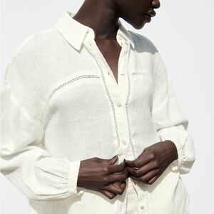 NWT Zara Linen lace insert shirt